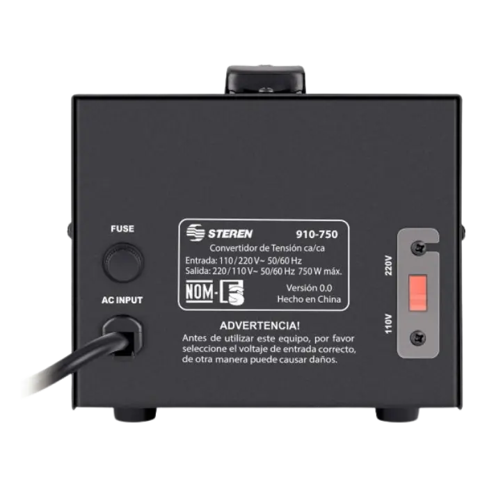 Convertidor de Voltaje Steren 110V a 220V 750W Negro 910-750 (2).webp