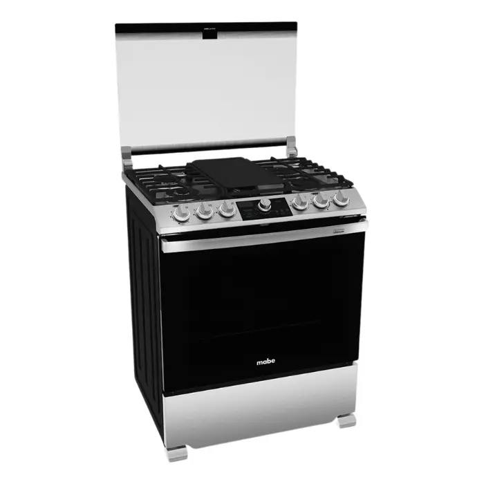 Cocina de Gas Mabe 30″ 6 Quemadores PlateadaNegro EMH7613DTSS0 (2).webp