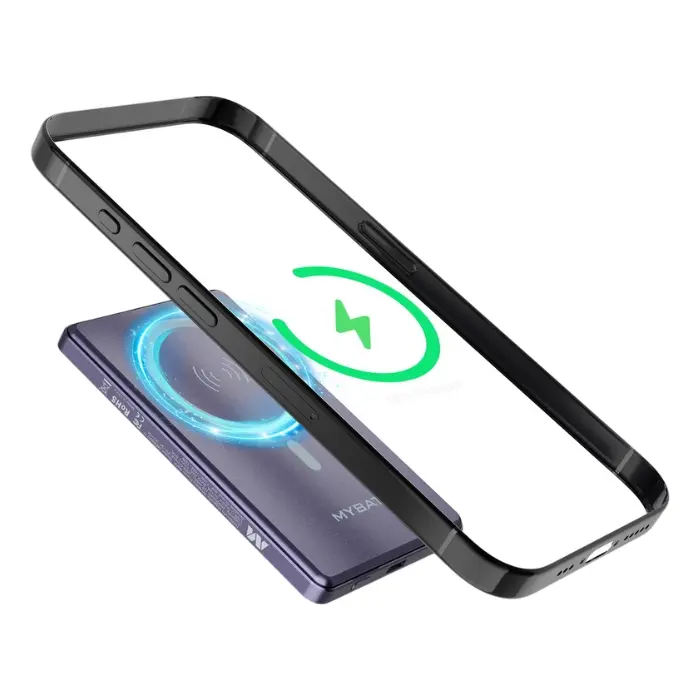Bateria Portatil MyBat 5.000mAh Snap + Go Sleek Carga Magnética Púrpura Titanio MPBBAT103 (1).webp