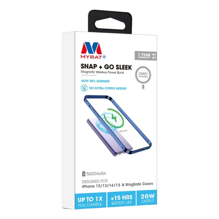 Bateria Portatil MyBat 5.000mAh Snap + Go Sleek Carga Magnética Púrpura Titanio MPBBAT103 (2).webp