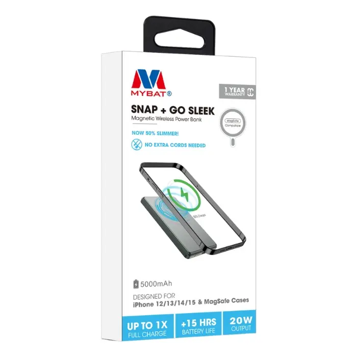 Bateria Portatil MyBat 5.000mAh Snap + Go Sleek Carga Magnética Gris Titanio MPBBAT101 (2).webp