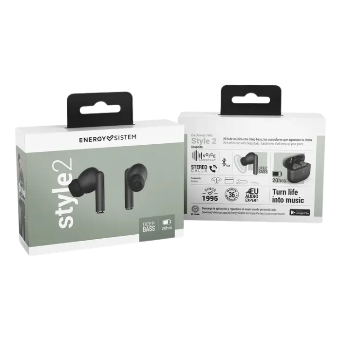 Audífonos Inalámbricos Energy Sistem Style 2 Negros 451739 (3).webp