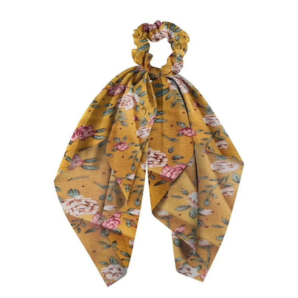 Lazo para Cabello Lanossi Elástico Amarillo Floral LS2546
