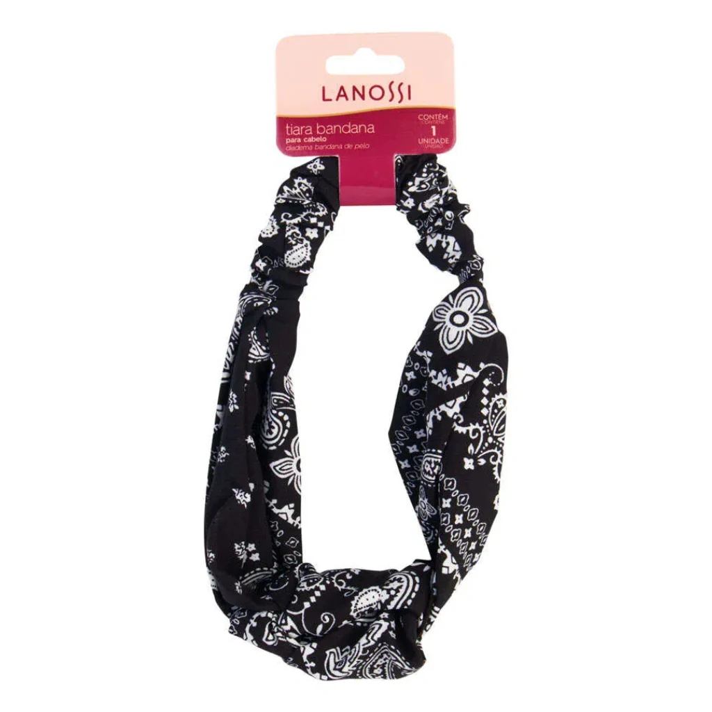 Lazo para Cabello Lanossi Elastico Negro/Blanco LS2550