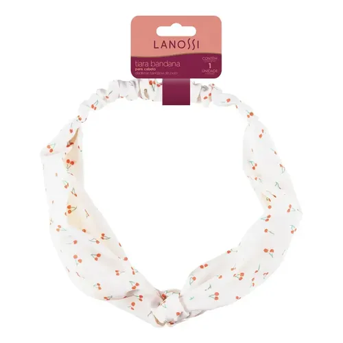 Lazo para Cabello Lanossi Elástico Blanco/Cherry LS2553