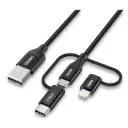 Cable de USB a Micro USB Choetech 3 en 1 con Adaptador de USB-C y Lightning 1.2mts IP0030