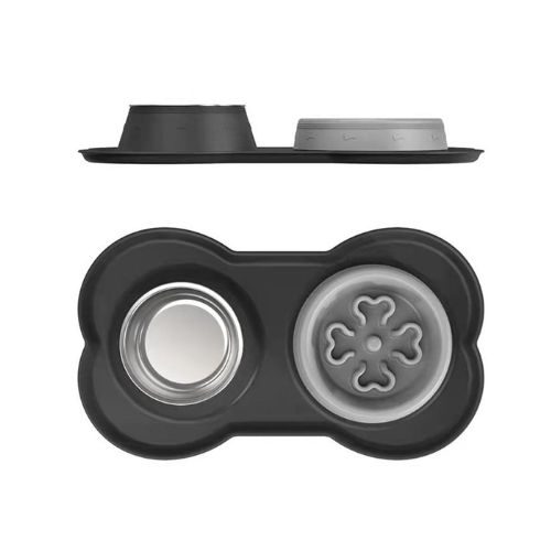 Mat de Silicón La Gotera con Taza para Alimentos de Metal y Taza Antiansiedad Gris 1RXM33G