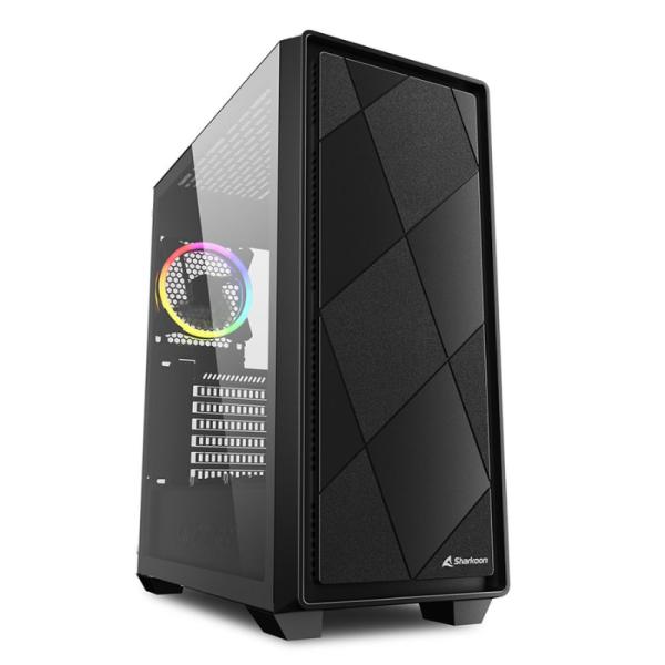 CASE SHARKOON VS8 RGB MEDIA TORRE ATX PANEL LATERAL DE VIDRIO TEMPLADO 3 VENTILADORES FRONTAL Y 1 VENTILADOR POSTERIOR RGB NEGRO
