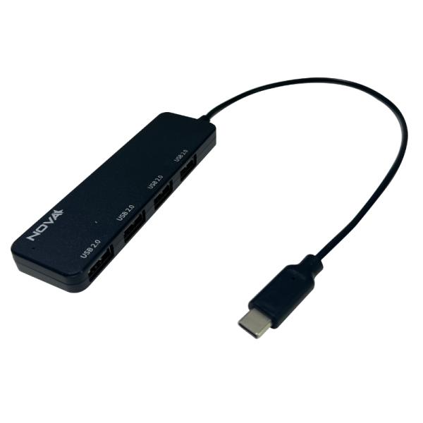 HUB NOVA AHB1S240 5 EN 1 USB-C 4 PUERTOS UBS-A 2.0 480MBPS