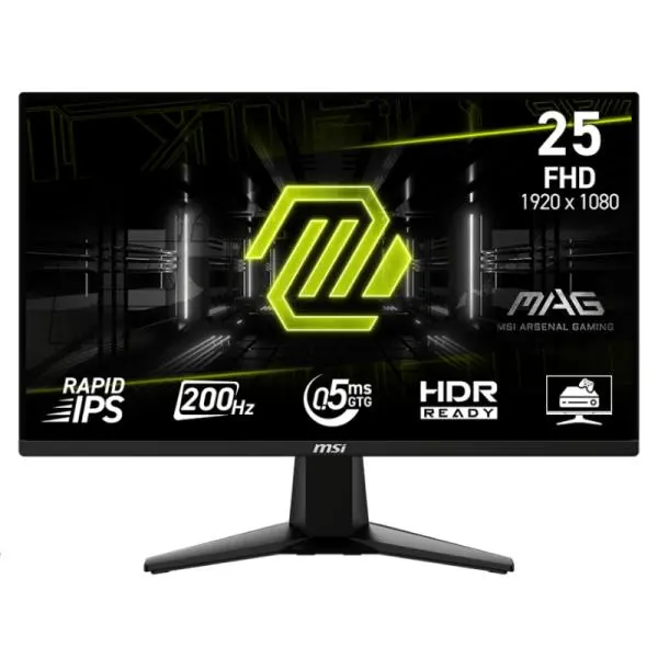 MONITOR GAMING MSI MAG 255F E20 24.5" PLANO 1920 X 1080 200 HZ ANTI-GLARE HDMI Y DP 9S6-3BC21M-046