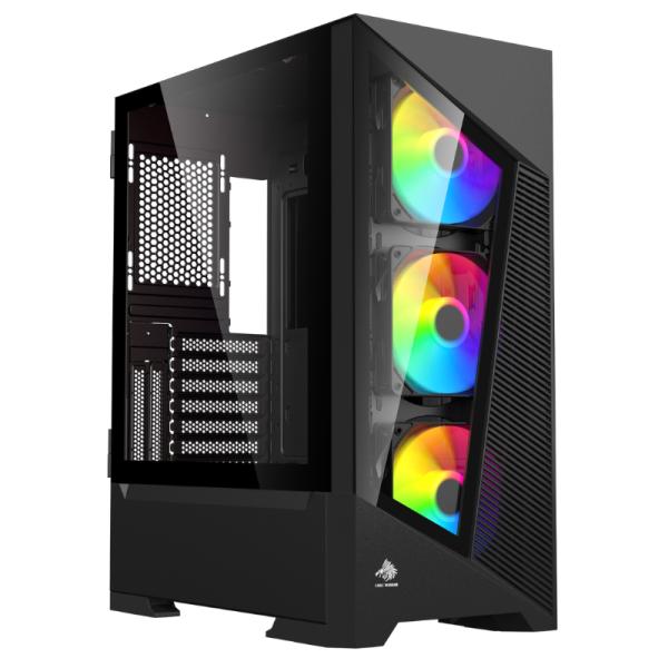 CASE EAGLE WARRIOR CG10AJRA001C TORRE MEDIA CON 3 ABANICOS CON VIDRIO FRONTAL Y LATERAL