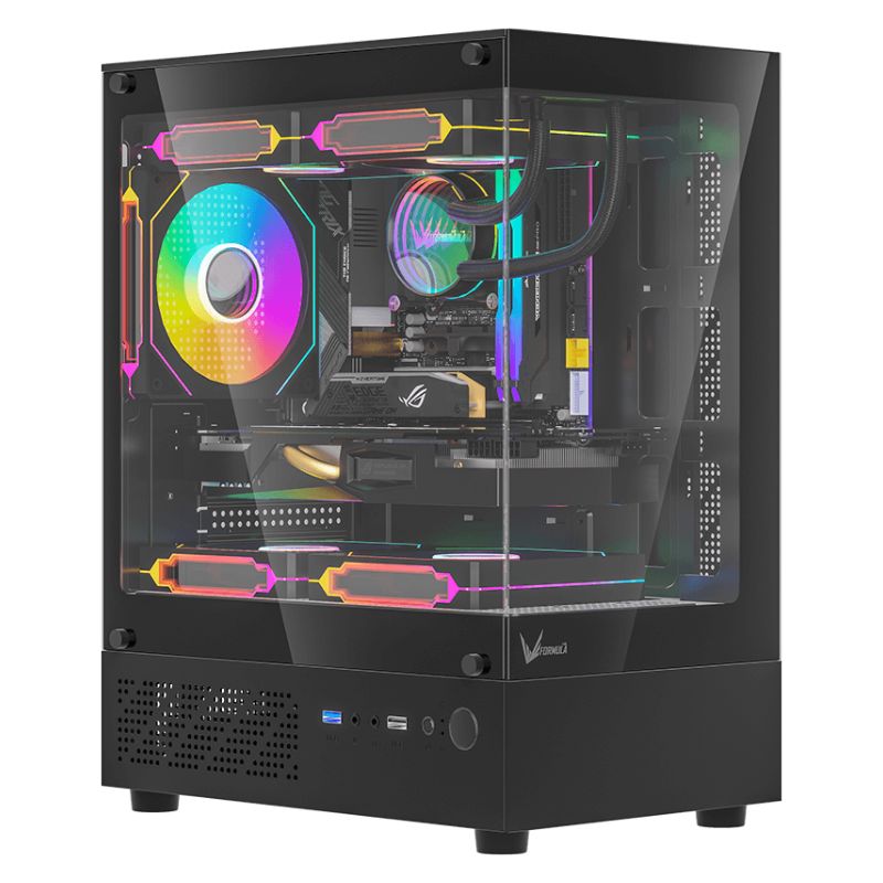 CASE ARGB FORMULA V LINE CRYSTAL Z1CM PLUS BLACK AR MINI TOWER VENTILADORES 3 DE 120 MM CON VIDRIO FRONTAL Y LATERAL 4711401663218