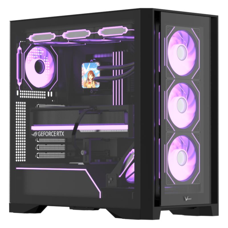 CASE ARGB FORMULA V AIR POWER G8 FLOE BLACK MID TOWER VENTILADORES 5 DE 120 MM CON MALLA FRONTAL Y VIDRIO LATERAL 4711401663935