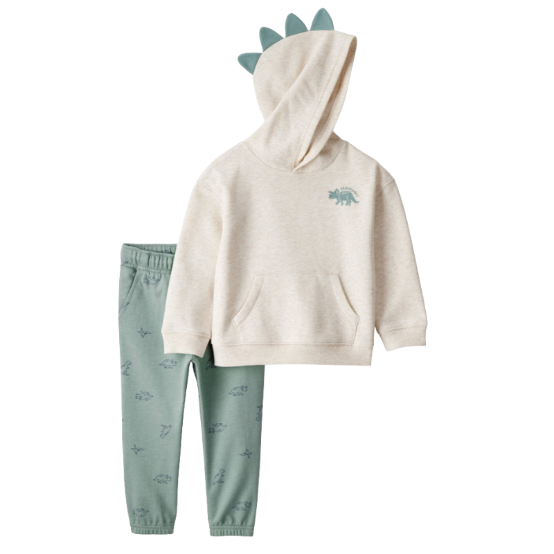 Conjunto de 2 piezas estilo buzo con gorro detalle dino