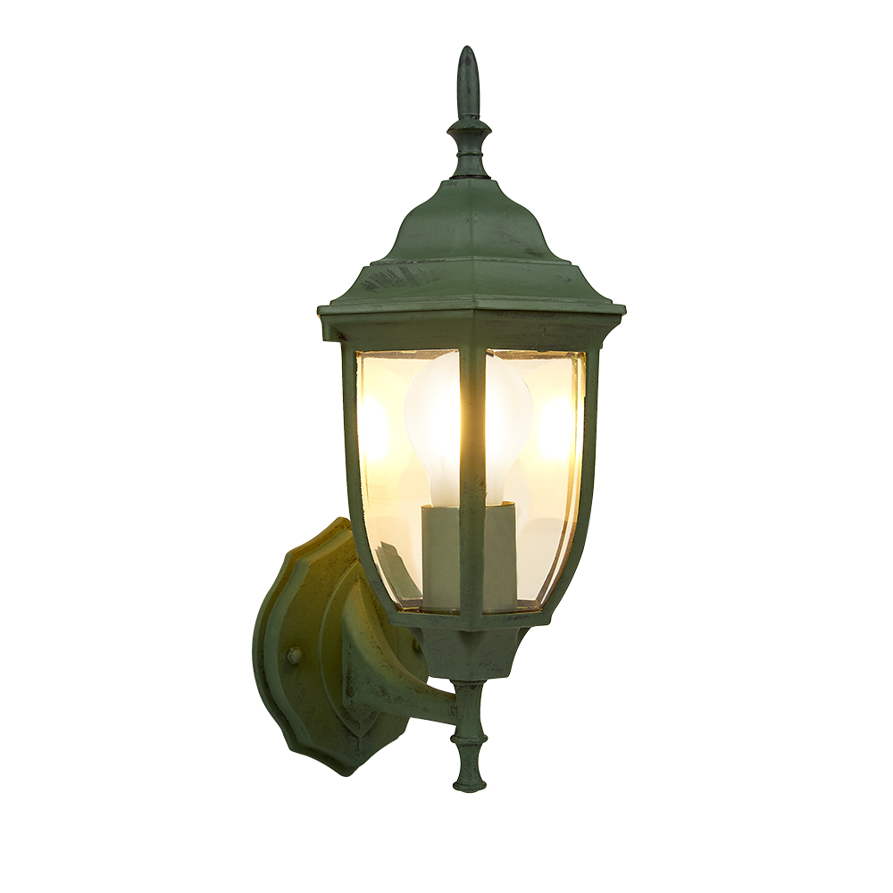 FAROL DE PARED ALUMINIO, VERDE. E26