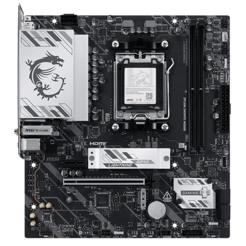 TARJETA MADRE MSI B850M GAMING WIFI6E AM5 MICRO ATX-DDR5-WIFI 6E BLUETOOTH 5.3 2.5G LAN-911-7E87-005