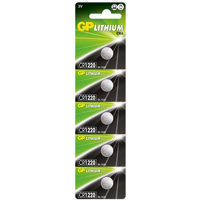 BATERIA LITHIUM CR1220 5 UND CR1220-C5 GP CR1220-C5