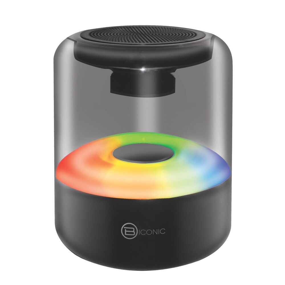 PARLANTE PORTATIL ESTILO CUPULA RECARGABLE CON LUZ 3W BT/FM/USB/AUX/TF-CARD 2HRS NEGRO BC-AU-BS-164-BK BICONIC BC-AU-BS-164-BK