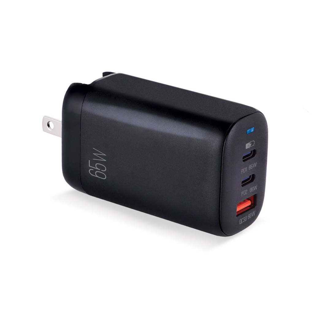 3-PORTS PD FAST WALL CHARGER 65 WATTS ARG-AC-0126BK