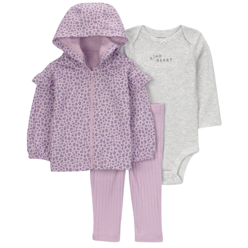 Conjunto de 3 piezas con jacket y animal print para bebita