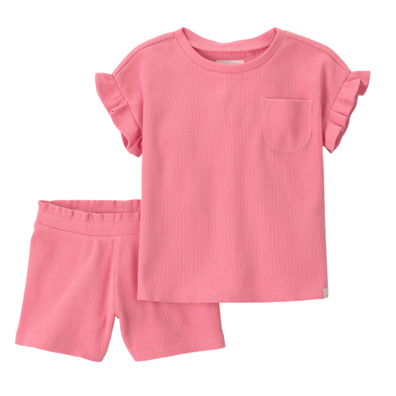 Conjunto 2 piezas con camiseta y overall corto estilo denim para niña