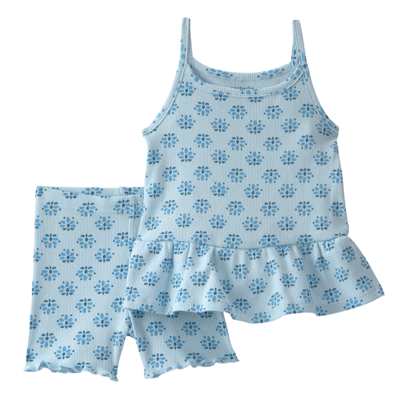 Conjunto 2 piezas floral con blusa y short para bebita