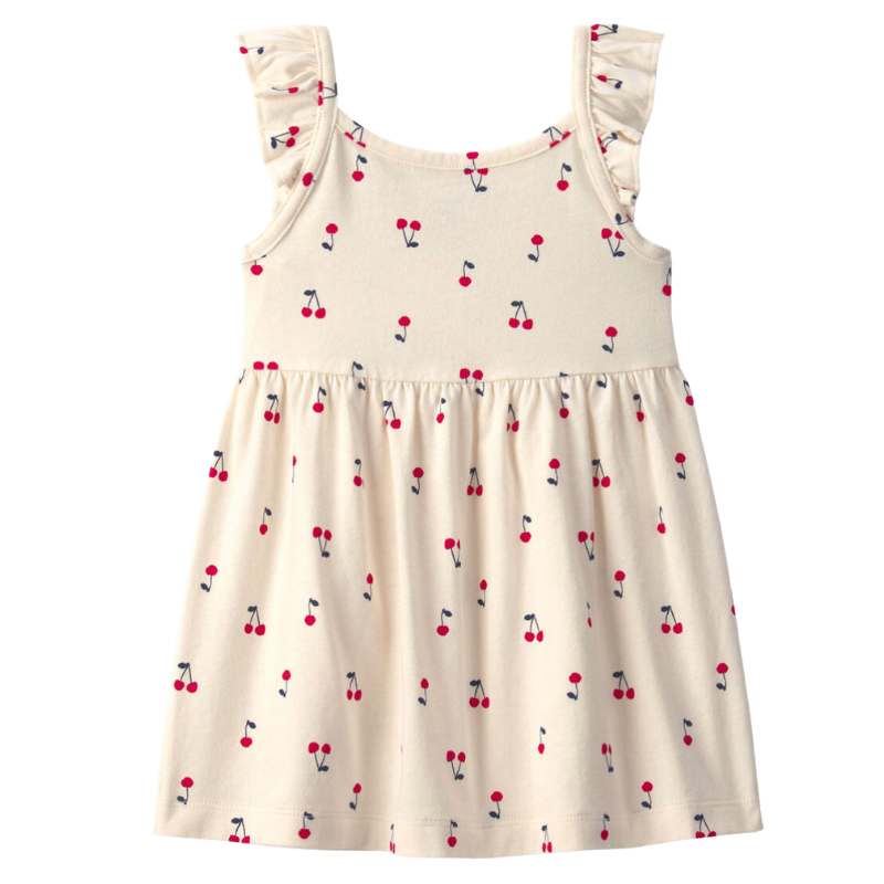 Vestido de cerezas con vuelos para bebita