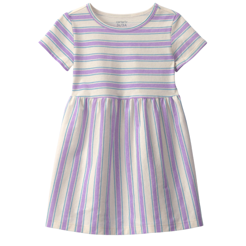 Vestido de rayas lila para niña