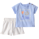 Conjunto 2 piezas camiseta de faro y short a rayas para bebito