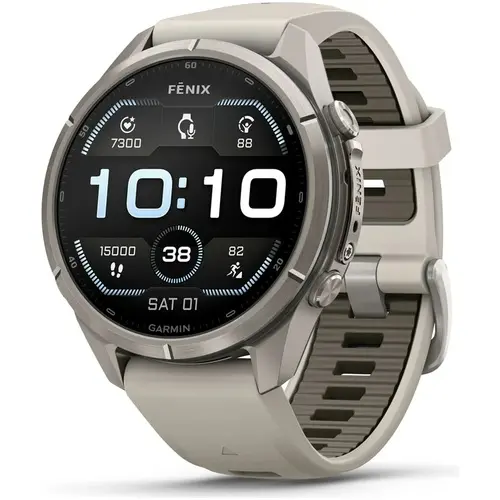 SmartWatch Garmin Fenix 9 Pro 43mm Titanium with Fog Gray/Dark Sandstone Silicone Band 010-04335-85