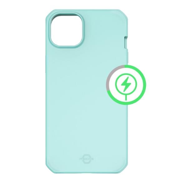 Funda ITSKINS Hybrid R Silk para iPhone 14 / 13, compatible MagSafe, Celeste