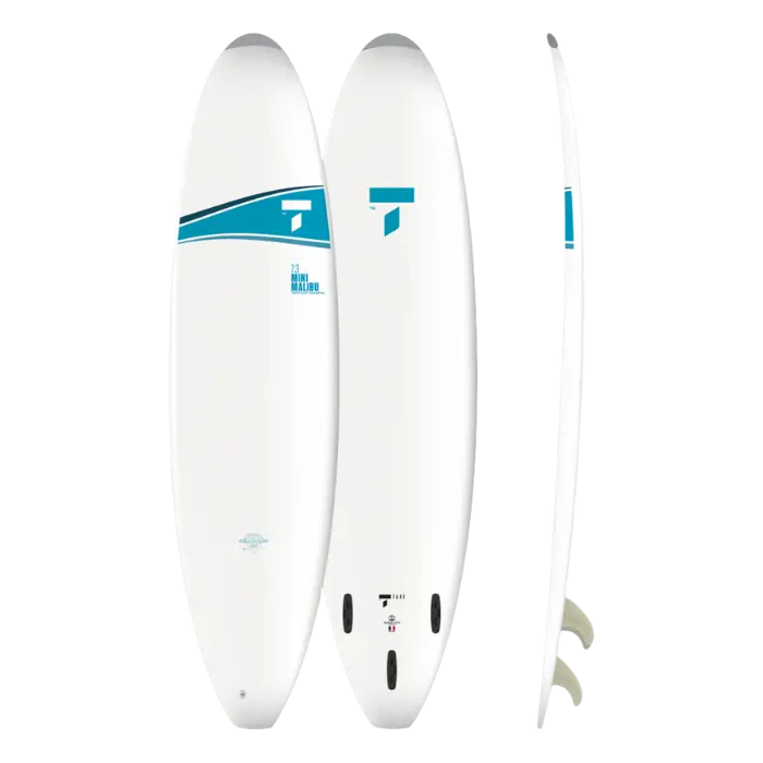 Tabla de Surf Tahe Mini Malibu 7'3″ Dura-Tec Blanca/Turquesa 107141
