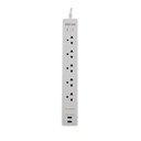 Protector Tensión Forza 1200J/1540W 5 Salidas 2 USB AC 120V-240V FSP-512USBW
