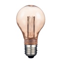 Lámpara LED A19 Vintage con filamento vertical, 2W. 127V. 2000K base E27, 300º, 15000hs. 60lm. Atenuable. 60x112mm