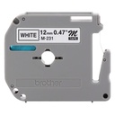 CINTA BROTHER M231 12MM X 8M COMPATBILE CON P-TOUCH FONDO BLANCO SOBRE NEGRO