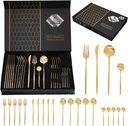 Set de cubiertos de acero dorado B08MQ2