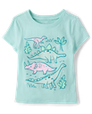 Blusa celeste con dinosaurios para niña