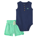 Conjunto 2 piezas mameluco sin mangas y short a rayas para bebito