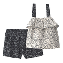 Conjunto 2 piezas floral con blusa de vuelos y short para bebita