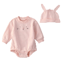 Conjunto mameluco rosado con gorrito de conejita